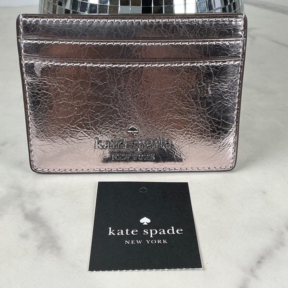 Kate Spade Lilac Moon Madison Crinkle Card Holder Slimโ Metallic Small Wallet